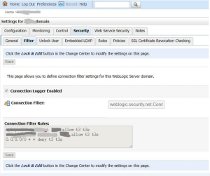 How To Define Connection Filter Settings(t3,t3s) for WebLogic Server Domain Using WLST