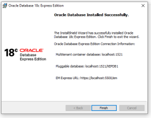 Installing Oracle 18c XE on Windows