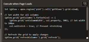Adjusting Interactive Grid Column Widths Dynamically in Oracle APEX using Javascript