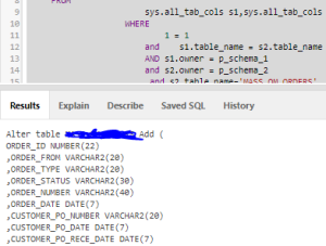 Table Alter Script by comparing 2 schema