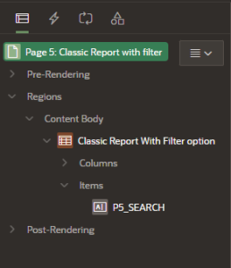 Classic Report Filter Option in Oracle Apex