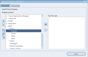 Register a printer in oracle