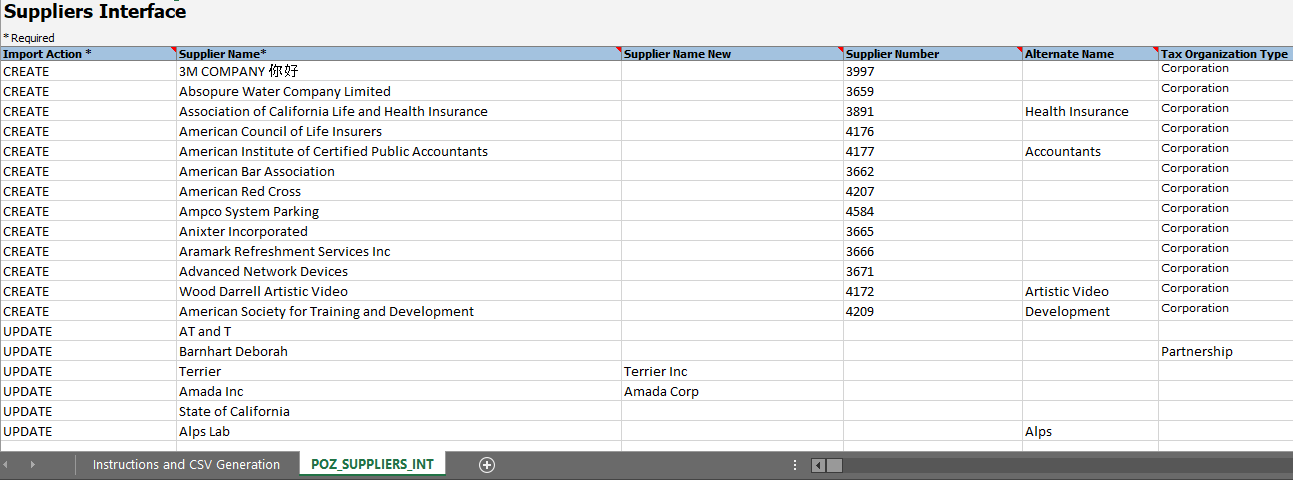 Supplier Import Using FBDI
