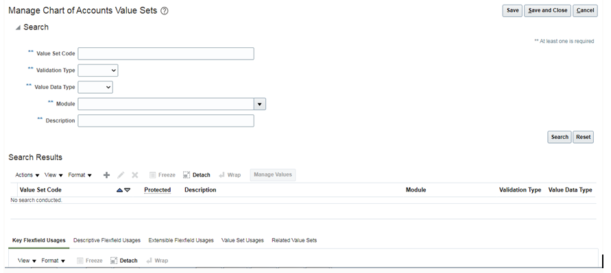 Create Chart of Accounts Value Sets in Fusion.