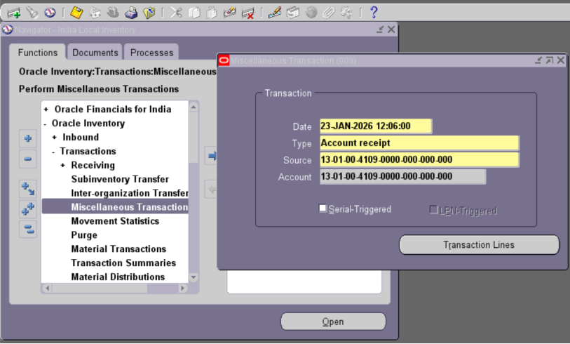 Increase on-hand quantity interface using miscellaneous receipt in ...
