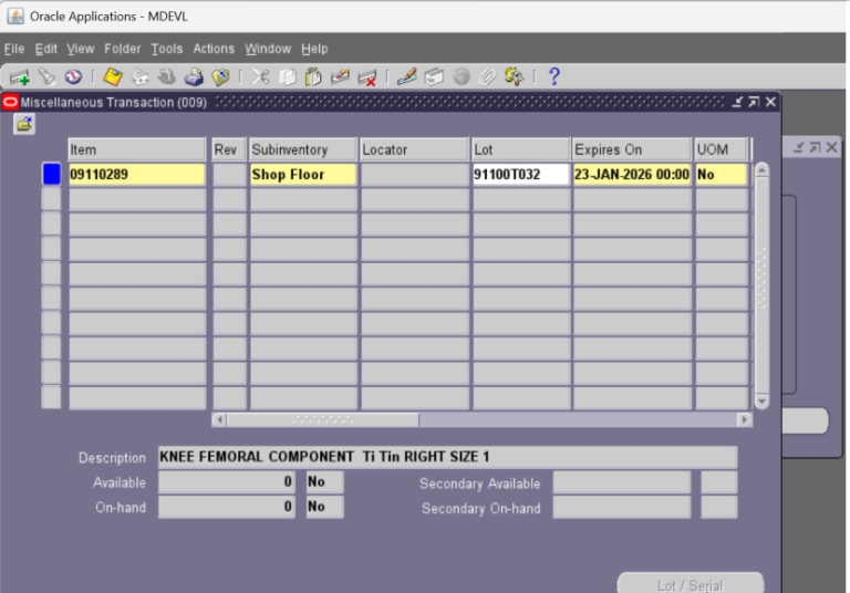 Increase on-hand quantity interface using miscellaneous receipt in ...