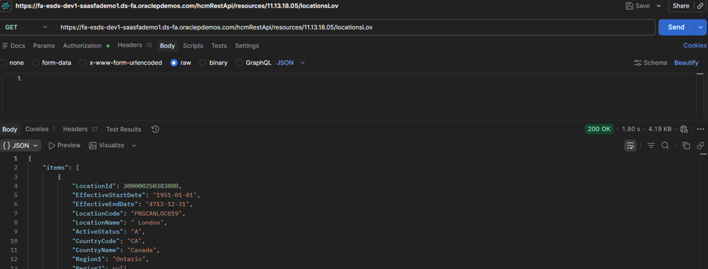 Get all locations LOV example